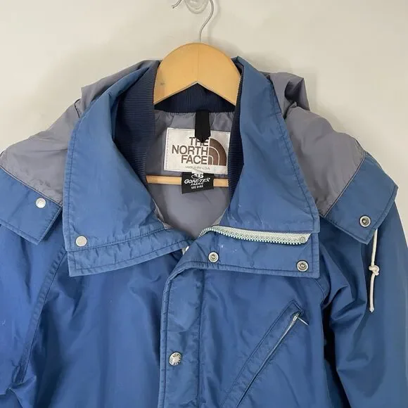 RARE Vintage 80s North Face Gore-Tex Mountain Anorak Hooded Blue Jacket Men Sz L
